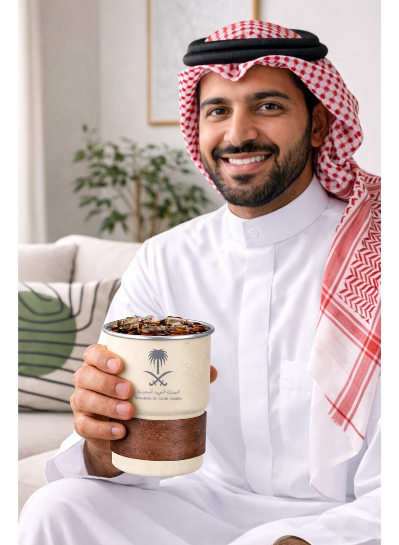 Neox كوب قهوة من الفولاذ المقاوم للصدأ 304 سعة 500 مل - تصميم عربي بشعار سعودي، غطاء مانع للتسرب وماصة، كوب سفر مزدوج الجدار للمشروبات الساخنة والباردة، كوب حراري محمول قابل لإعادة الاستخدام للمنزل والمكتب والأنشطة الخارجية - Image 5